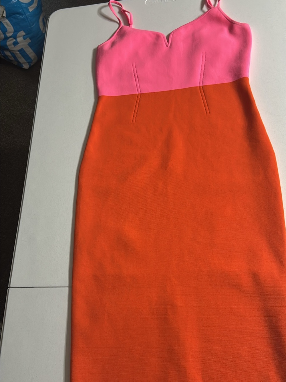 Express Colorblock Pink and Orange Bodycon dress